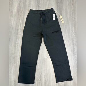 Essentials Black Open Hem Sweatpants – Relaxed Straight Leg